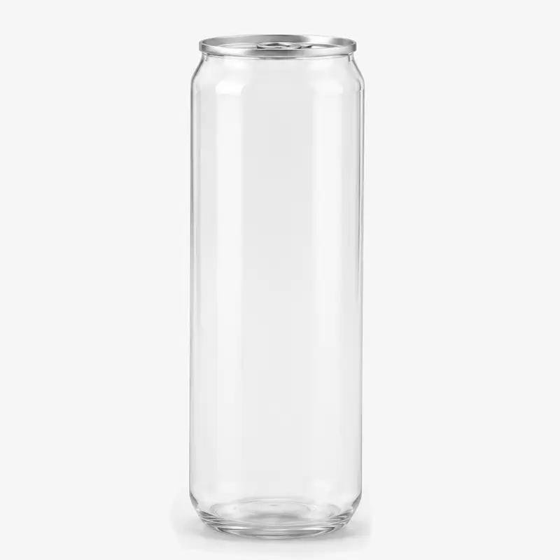 Transparant PET blikje 500 ml met aluminium deksel